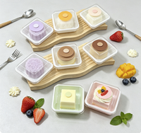 Boîte à dessert individuelle jetable en PET transparent carré pour sushi, salade, gâteau - Contenant personnalisable pour portion individuelle