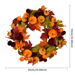 High Quality 50CM Handmade Autumn Halloween Pumpkin Wreath for Home Decoration Door Hanging Rattan Walls-Harvest Festival Easter - Product Image 5