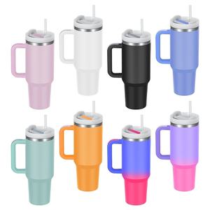 Bouteille d'eau isotherme de voyage en acier inoxydable de 40 oz de bonne qualité avec paille et brosse pour le café et l'eau - Product Image 2