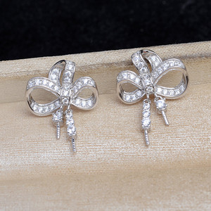 Wenchi S925, Hoja de Plata 15687, Accesorio para Joyería DIY, Perla, Baño de Oro, Soporte Vacío para Cuentas de 8-11mm, Pendientes Semi-terminados, Bolsa, China - Product Image 4