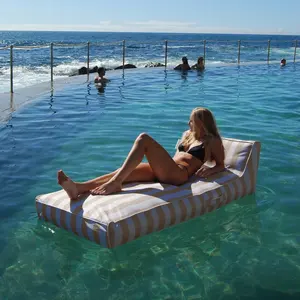 Inflatable Floating <b>Chair</b> PVC Outdoor Pool Lounger With Removable Fabric <b>Cover</b> Portable Foldable Sun Lounger - Product Image 5