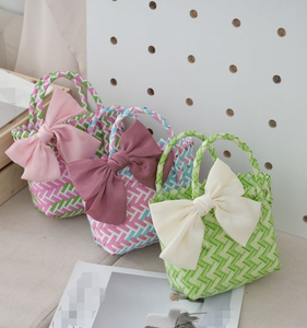 New Fashion Colorful Travel Beach Bag Woven Handheld Handbag <strong>Small</strong> Vegetable <strong>Basket</strong> Tote Bag for Wedding Gift - Product Image 4