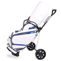 Chariot de golf avec porte-parapluie pliable, conception à roulettes, chariot à main pratique sur le terrain et porte-cartes de score, capacité de charge de 15 kg