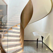 سلم حلزوني شهير حديث من فوشان مع درابزين زجاجي سلم متين-درج جاهز للتركيب - Product Image 2