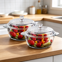Bol de cuisine moderne en verre borosilicate haute résistance avec couvercle, résistant à la chaleur, grande capacité, portable, pour soupes et salades