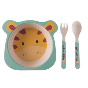 Forma linda de fibra de bambú de la cena para los niños <span class=keywords><strong>restaurante</strong></span> con 3pcs conjunto de cena <span class=keywords><strong>y</strong></span> bambú tazón de sopa - Product Image 4