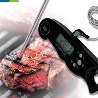 Termometer Digital lipat bahan baja tahan karat, termometer makanan & daging, penggunaan luar ruangan dapur LCD baja tahan karat 304 & Plastik