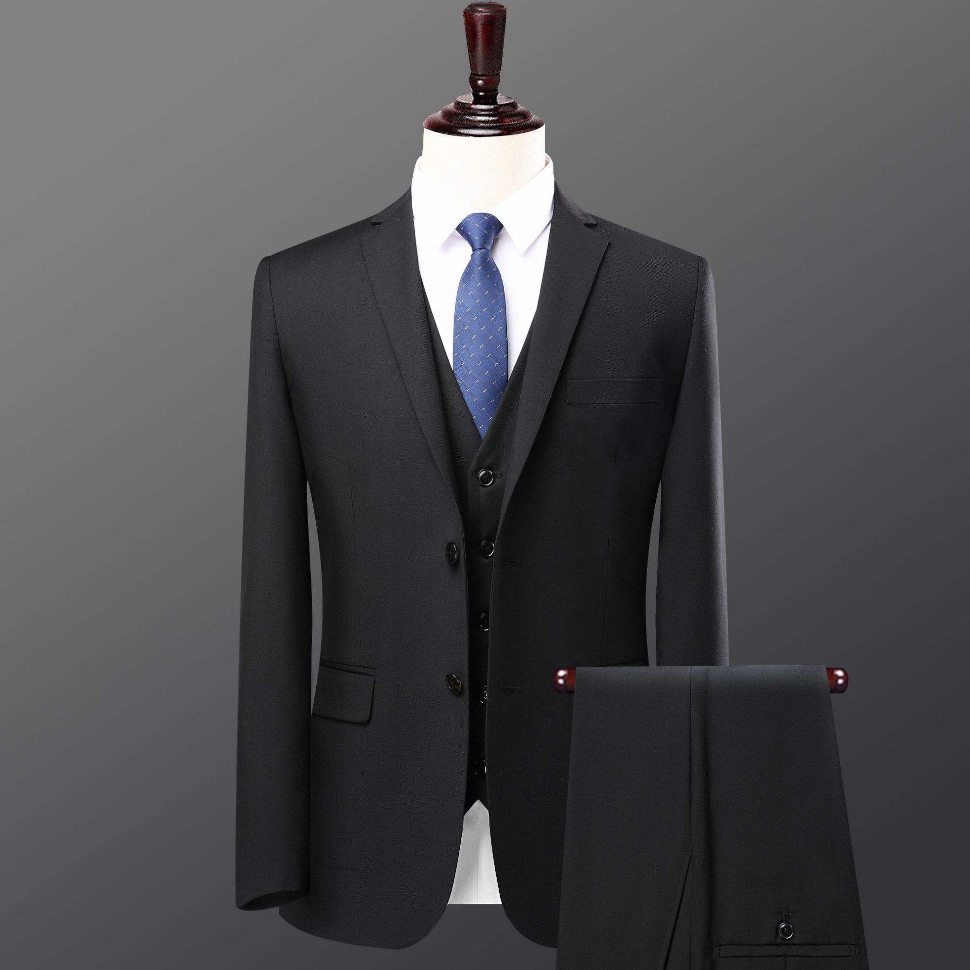 Black mens two button 2 piece tuxedo suit