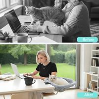 Lit de chat respirant en forme de hamac, pliable, réglable, pour bureau d'ordinateur, lit circulaire pour chat, hamac pour chat