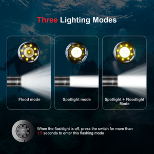 Ferei Có Thể Sạc Lại <span class=keywords><strong>5000</strong></span> <span class=keywords><strong>Lumens</strong></span> <span class=keywords><strong>LED</strong></span> Dive Đèn Pin IP68 Không Thấm Nước Dưới Nước <span class=keywords><strong>Torch</strong></span> Cho Scuba Lặn spearfishing Mở Rộng - Product Image 3