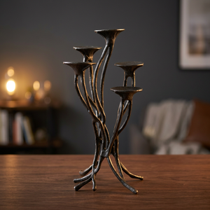 Candelabro artesanal de última generación con cinco brazos para decoración del hogar, portavelas de metal duradero - Product Image 3