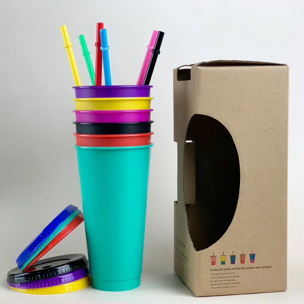 Tazas de café en frío con impresión personalizada, vaso de plástico PP de Color sólido, 16oz, 24oz