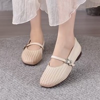 Chaussures d'été, de printemps et d'automne pour femmes, douces, solides, antidérapantes, chaussures de marche, pantoufles, pantoufles en cuir souple pour femmes