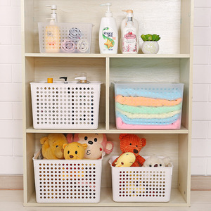 Plastic Storage <b>Basket</b> Rectangle White Transparent Blue Pink Purple Eco-Friendly Office Organizer <b>Bathroom</b> Kitchen Storage Box - Product Image 1