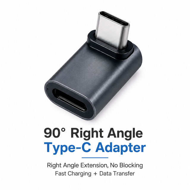 Factory Direct 90 Degree USB-C Coupler Aluminum OTG Fast Charge Adapter DC Short Circuit Protection Mobile Gaming Laptop OEM