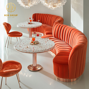 Mesa de Mármol para Cafetería, Restaurante, con Sillas, Sofá, Asientos Tipo Booth, Muebles para Cafetería - Product Image 4