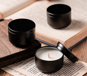 Velas aromáticas de cera de soja negra de lujo en tarros de Metal etiqueta privada personalizada mejor juego de regalo - Product Image 2