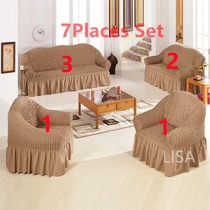 Housse de canapé en tissu 7 places de luxe léger, ensemble complet antidérapant avec jupe <span class=keywords><strong>à</strong></span> bulles 3211, universelle quatre <span class=keywords><strong>saisons</strong></span> - Product Image 5