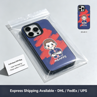 Coque Souple Transparente en TPU Motif Dessin Animé Football Star Bleu Rouge, Housse de Téléphone Tendance Antichoc pour iPhone 17 16 15 14 13 Pro Max