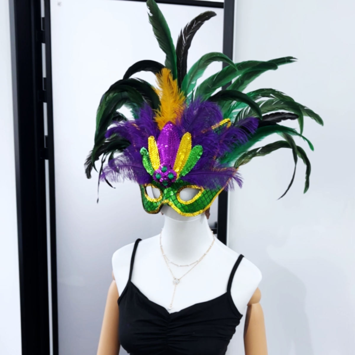 Wholesale Tricolor Rooster Tail Feather Mask Dress Makeup Ball Party Carnival Graduation Valentine's Day Christmas Stage Design