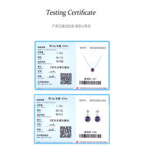 S925 Sterling Silver Elegant Purple Crystal Necklace and Earrings for Women - Simple, Versatile, and Elegant New Chinese Style - Product Image 4