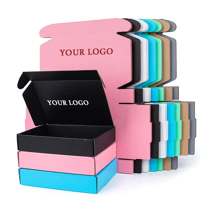 Luxury Custom Pink Black Small Paper Cardboard Corrugated Mailer Shipping Packaging Box Mailing With Logo For Small Business