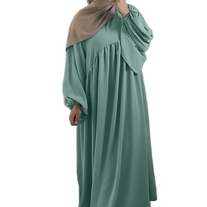 New Middle Eastern Arab Women's Long <strong>Robe</strong> and <strong>Robe</strong> Patchwork Large Hem Solid Color Loose Fitting Dress