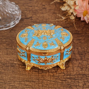 High-end Enamel Jewelry <b>Box</b> with Rose Pattern Creative Vintage Trinket <b>Box</b> Enameled Dresser Table Metal Oval Jewelry <b>Storage</b> <b>Box</b> - Product Image 6