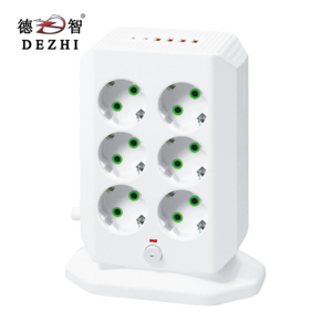 Multiprise tour 6 prises CA avec protection contre les surtensions, 2 ports Type-C et 4 ports USB, câble d'extension, vente directe usine - Product Image 1