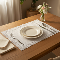 Napperons de table rectangulaires en coton lin blanc 20x14 pouces, écologiques, pour la maison, la commode, décoration de mariage rustique chic bohème