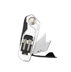 มีดพกพายูทิลิตี้พับได้ขนาดเล็กประกอบด้วยใบมีด 3 ใบและสว่านในที่จับการจัดเก็บ มีดโกนใบมีดเปลี่ยนด่วนพับได้