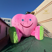 Mascotte en peluche en forme de cœur souriant gonflable pour festival, ballon géant gonflable en forme de cœur rose de dessin animé