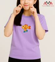 95% coton + 5% spandex tricoté court col rond régulier (col rond) T-shirt violet clair vietnamien