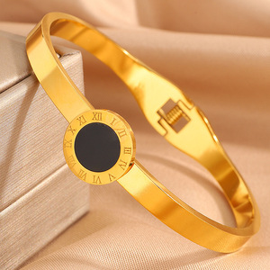 All'ingrosso gioielli di moda oro placcato in acciaio inox numeri romani braccialetto per le donne - Product Image 6
