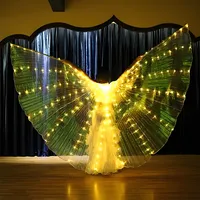Ailes de Fée LED Lumineuses pour Danse du Ventre, Robe Ailes de Papillon Luminescentes, Cape Dansante Lumineuse pour Costume de Spectacle Femme