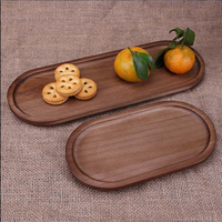 Plateau de service ovale en bois massif naturel 40cm x 33cm x 8cm, style rustique moderne, pour table basse, repas, fête, décoration intérieure