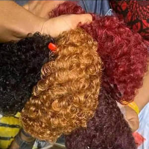 Perruques courtes à ondulations naturelles Letsfly Afro Curly 9$ en gros à bas prix, perruques complètes à ondulations naturelles, cheveux humains naturels, perruques bon marché - Product Image 2