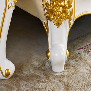 Luxuriöses L-förmiges Ecksofa-Set aus Echtleder mit Gummibaumholzrahmen, <span class=keywords><strong>Barock</strong></span>-Goldverzierungen und Polsterung für das Wohnzimmer - Product Image 4