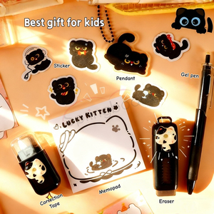 Ensemble <span class=keywords><strong>de</strong></span> papeterie mignon avec chat |   Fournitures scolaires pour enfants sur le thème des animaux pour la rentrée scolaire et les cadeaux - Product Image 4