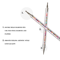 Stylo à diamant professionnel JiaSi double face avec manche en acrylique et pointe en acier inoxydable JS-HB003 pour nail art - Échantillon gratuit