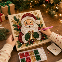 Kit de Peinture Diamant DIY de Noël avec Cadre, Style Américain, Perles Rondes, Vente Chaude, Cadeau, Décoration de Maison pour les Fêtes, Artisanat Festif