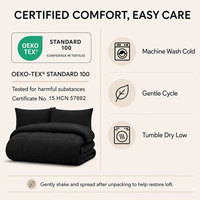 Queen Contemporary Einfarbiges Schwarzes Bettdecken-Set OEKO-TEX Zertifiziert Ganzjahres-Schlafzimmer Gästezimmer Bettdecke