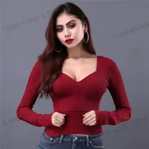 נשים בתוספת גודל 2023 ODM סיטונאי חדש אופנה סקסית קצר מצולעים סוודרים נשים ארוך שרוול מפעל