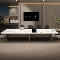 Table de collaboration élégante pour stratégies d'entreprise, avec boîte à câbles dissimulée et organisateur de câbles, durable, pour studio créatif