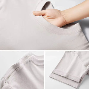 <span class=keywords><strong>Camiseta</strong></span> de manga corta de algodón puro de 230g de estilo japonés para hombre, camisa Base de media manga de Color sólido con <span class=keywords><strong>hombros</strong></span> regulares sueltos al por mayor - Product Image 3