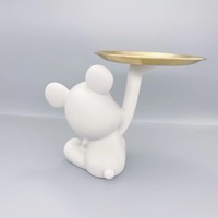 Offre Spéciale : Figurine d'ours violent en résine blanche à personnaliser, avec plateau, pour la décoration de maison ou de collection
