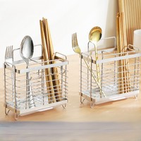 Support de rangement mural ou de comptoir en métal ventilé et durable pour couverts, baguettes et fourchettes, avec égouttoir intégré pour cuisine domestique