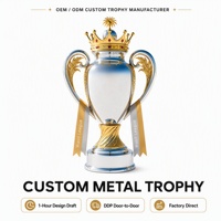 Trophée de football en métal personnalisé, or 24 carats et argent bicolore, couronne verte émeraude, poignée lion, trophée sportif en métal
