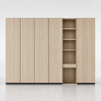 Armoire de chambre à coucher moderne en bois avec tiroirs et miroir, armoire de rangement à 4 portes, meubles de chambre à coucher pour la maison et l'hôtel
