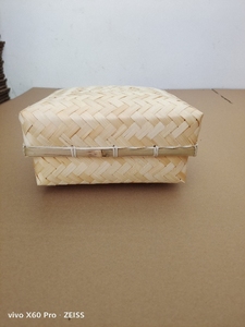 Scatole Regalo per Conservazione Alimenti, Cesto in Bambù <span class=keywords><strong>con</strong></span> Coperchio, Cesto Intrecciato, Cestini da Scrivania - Product Image 6